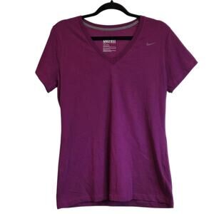 Nike Dri-Fit Purple V-Neck Slim Fit Activewear Top Women’s Size Large